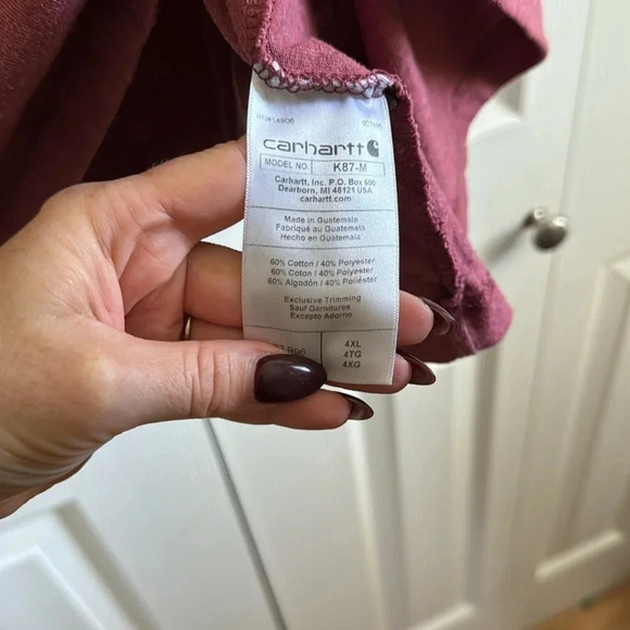 Carhartt Shirt Mens 4XL Brick Red Pocket Tee Loose Fit - Picture 4 of 5